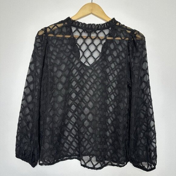Whimsigoth Banana Republic Sheer Black Blouse Sz S - Picture 4 of 9